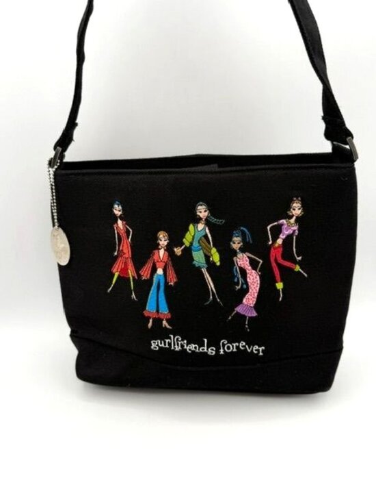 Gurlfriend Handbags - Adorable Fabric GURLFRIENDS FOREVER Embroidered Shoulder Bag Purse
